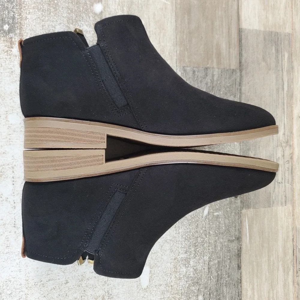 Dr Scholls Astir Womens Ankle Boots Sz 7 W Black Side Zip Round Toe